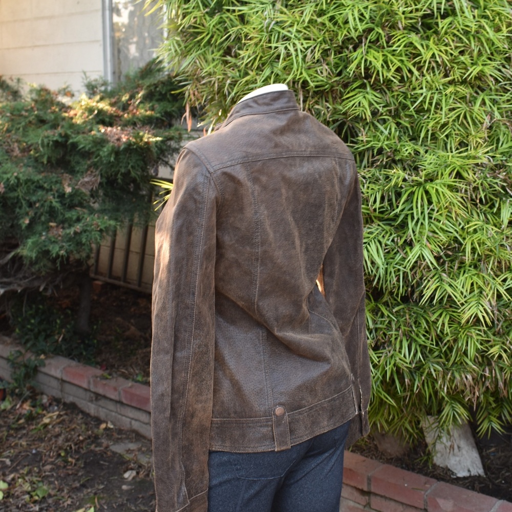 WOMEN'S FOX RIDERS LEATHER JACKET DISTRESSED - Picture 7 of 7
